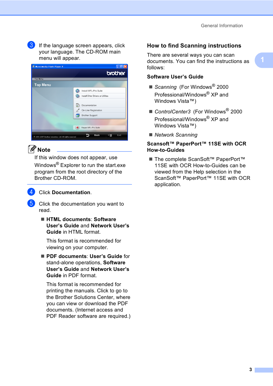 How to find scanning instructions | Brother MFC-465CN User Manual | Page 19 / 192