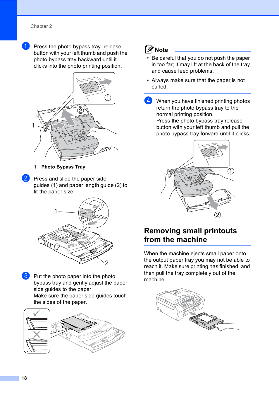 Removing small printouts from the machine | Brother MFC-465CN User Manual | Page 34 / 192
