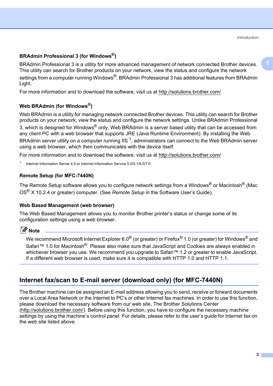 Internet fax/scan to e-mail server (download only) | Brother MFC-7440N User Manual | Page 11 / 88