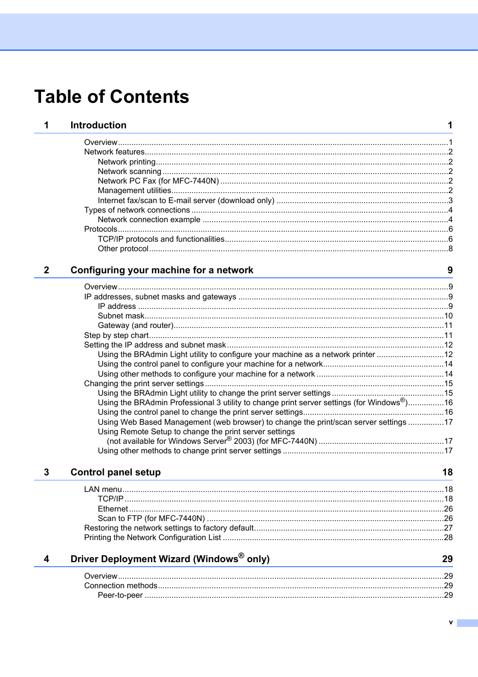 Brother MFC-7440N User Manual | Page 6 / 88