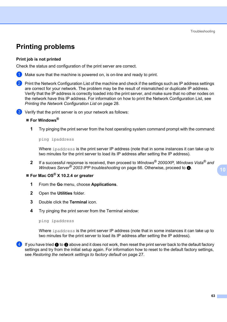 Printing problems | Brother MFC-7440N User Manual | Page 71 / 88