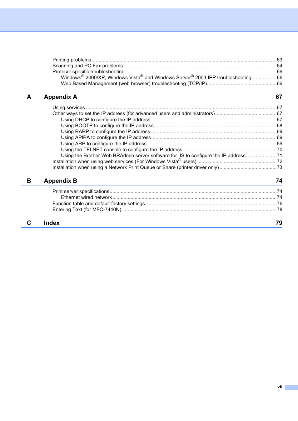 Brother MFC-7440N User Manual | Page 8 / 88