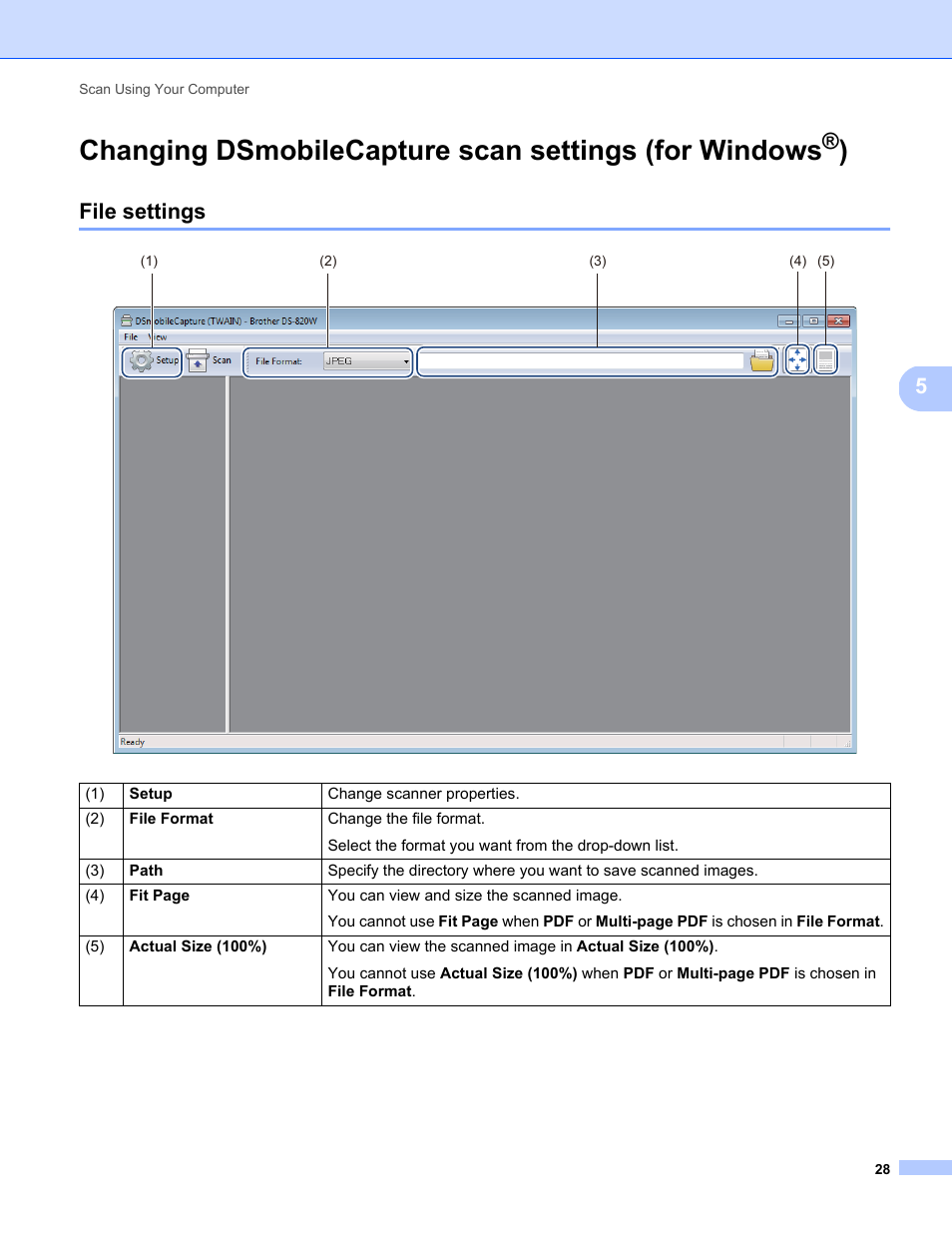 File settings | Brother DS-820W User Manual | Page 36 / 99