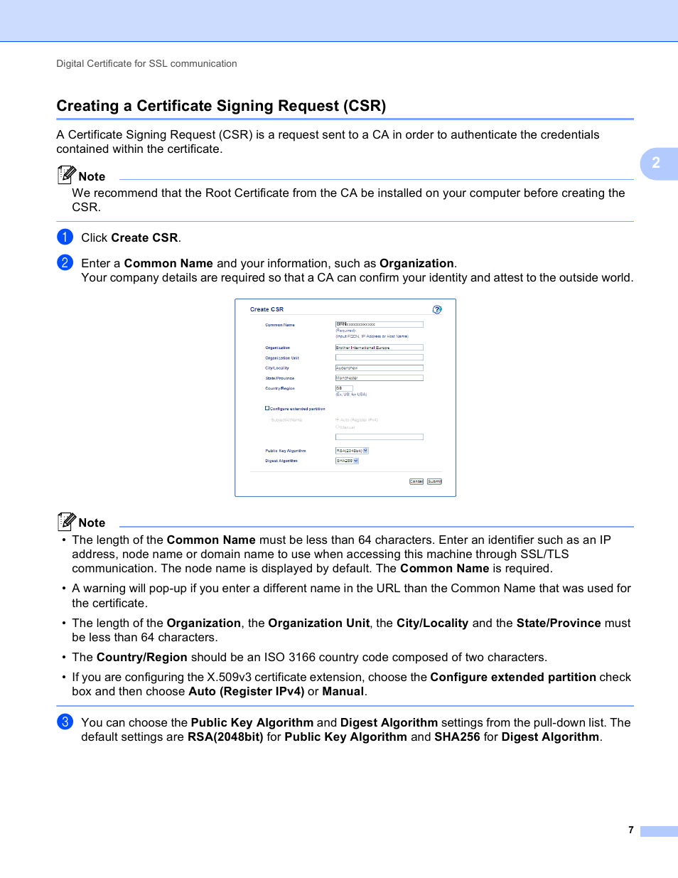 Creating a certificate signing request (csr), Creating a certificate, Creating a certificate signing request (csr) uu | 2creating a certificate signing request (csr) | Brother HL-S7000DN User Manual | Page 11 / 36
