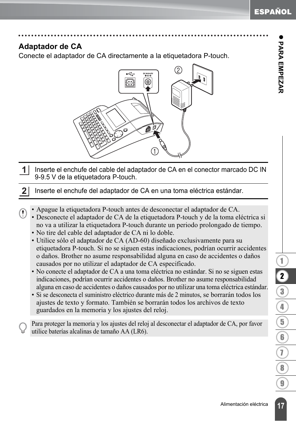 Adaptador de ca | Brother PT-2700 User Manual | Page 113 / 180