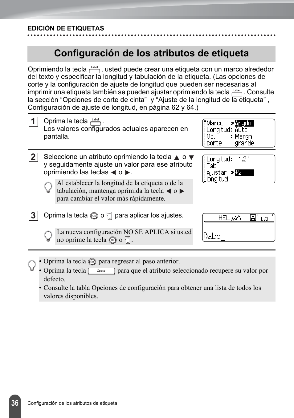 Configuración de los atributos de etiqueta | Brother PT-2700 User Manual | Page 132 / 180