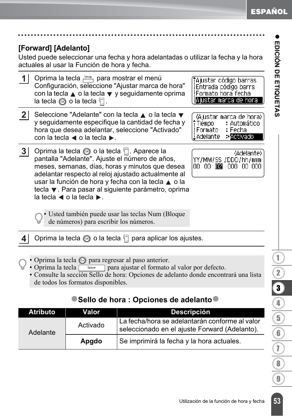 Forward] [adelanto | Brother PT-2700 User Manual | Page 149 / 180