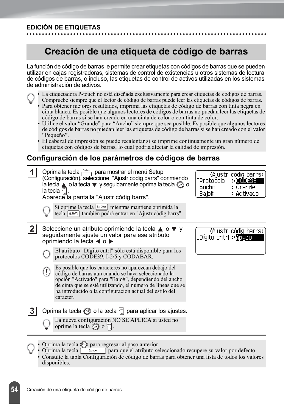 Creación de una etiqueta de código de barras | Brother PT-2700 User Manual | Page 150 / 180