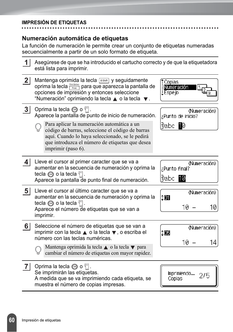 Numeración automática de etiquetas | Brother PT-2700 User Manual | Page 156 / 180