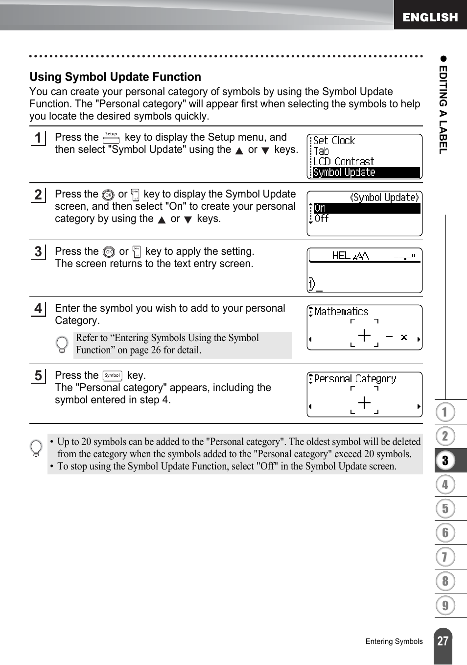 Using symbol update function | Brother PT-2700 User Manual | Page 33 / 180