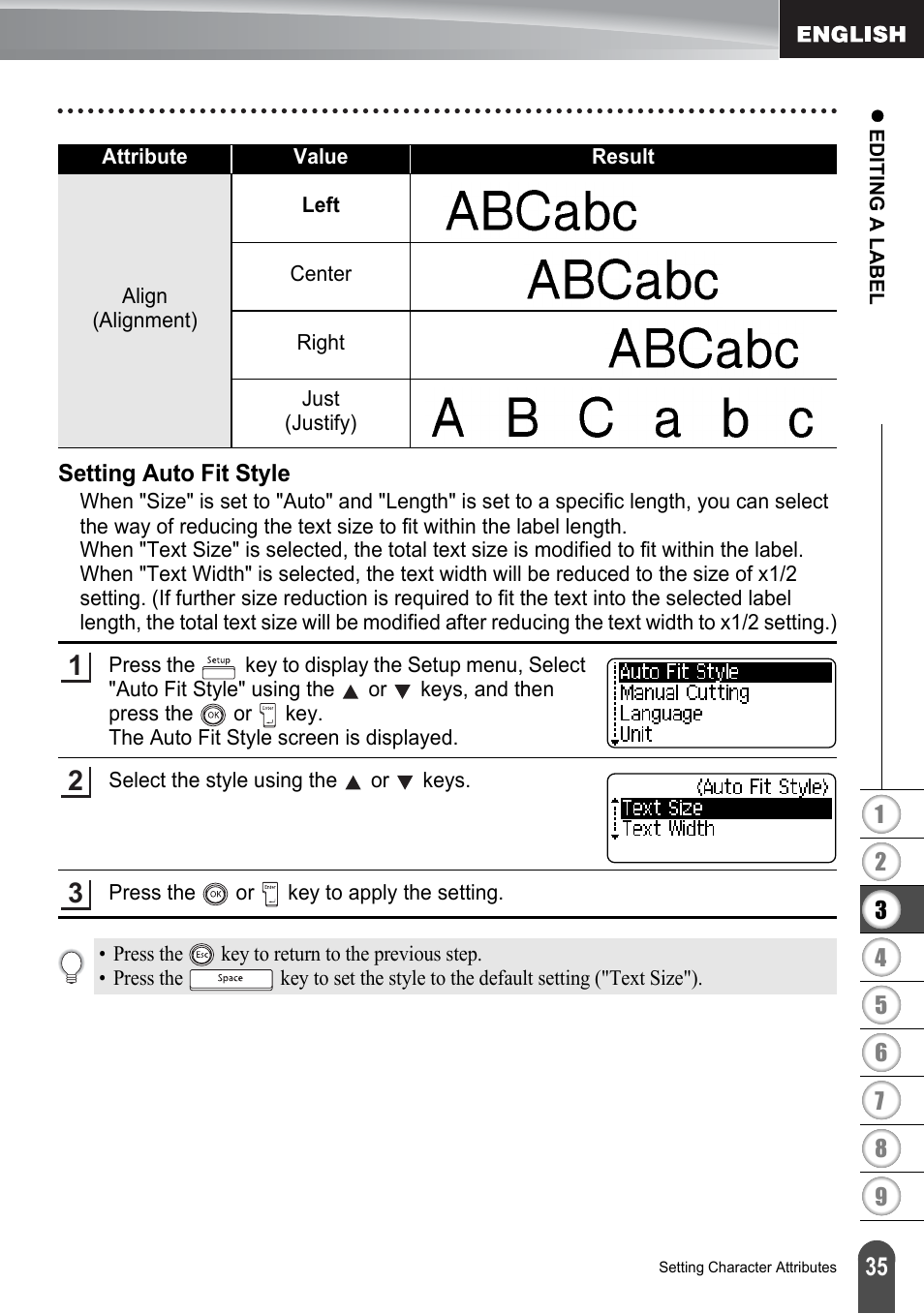 Setting auto fit style | Brother PT-2700 User Manual | Page 41 / 180