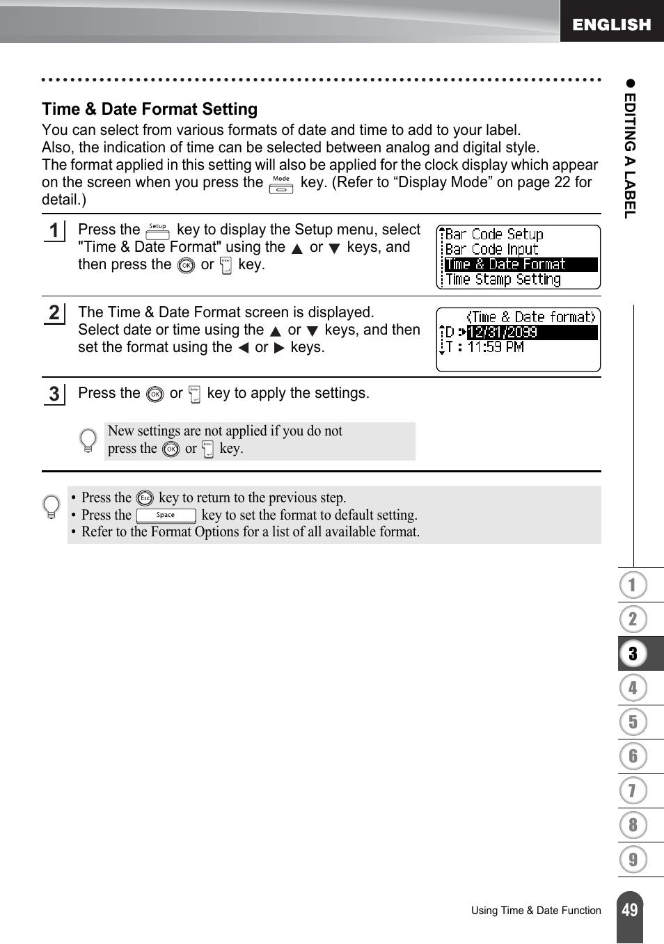 Time & date format setting | Brother PT-2700 User Manual | Page 55 / 180