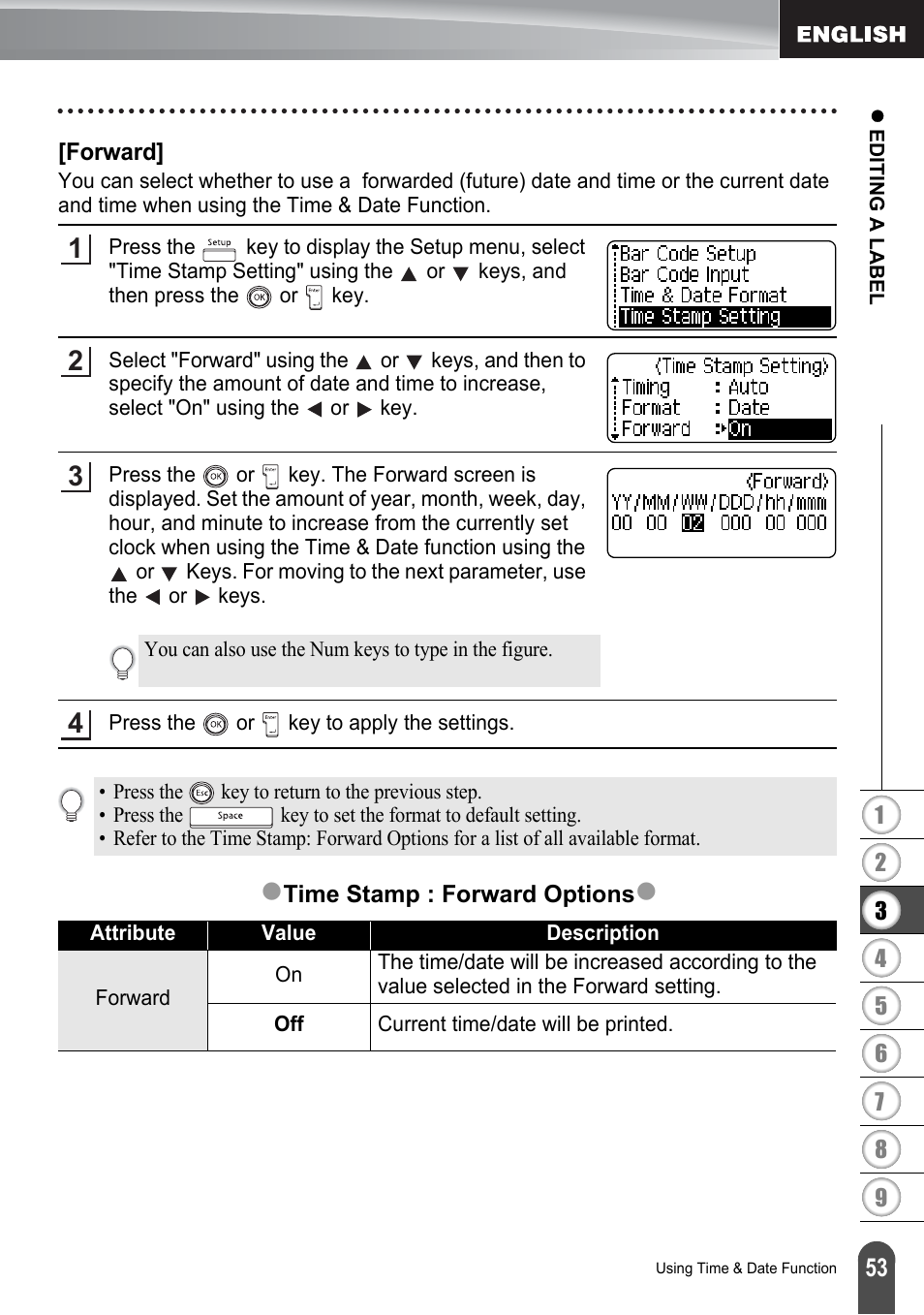 Forward | Brother PT-2700 User Manual | Page 59 / 180