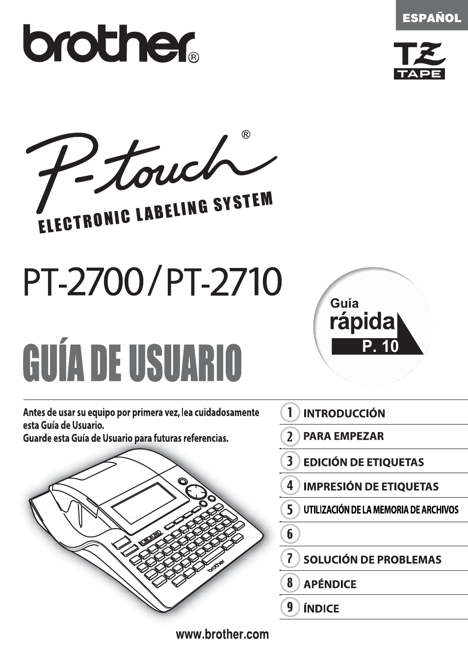 Español | Brother PT-2700 User Manual | Page 91 / 180