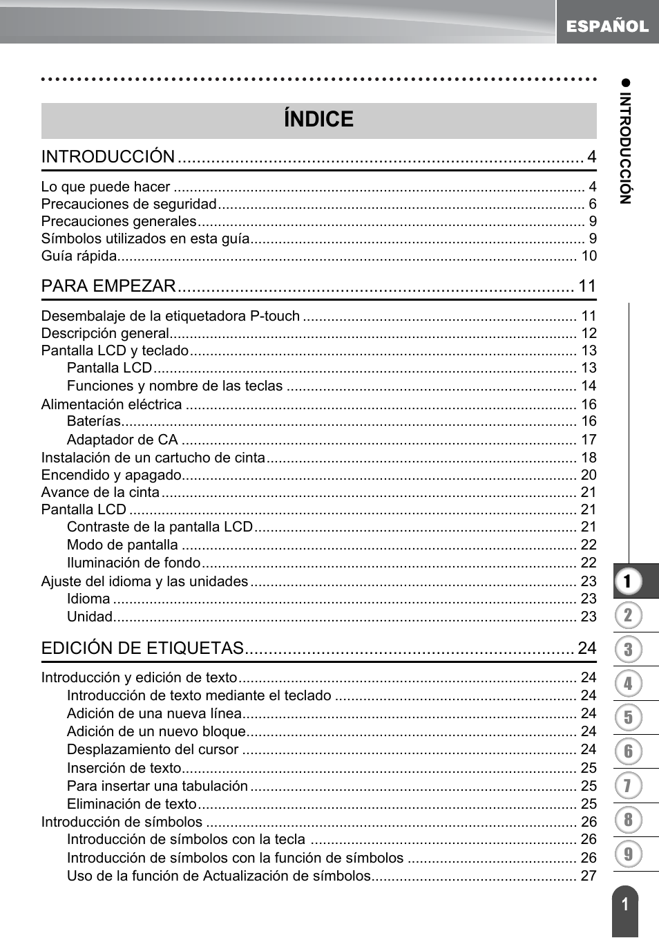 Índice | Brother PT-2700 User Manual | Page 97 / 180