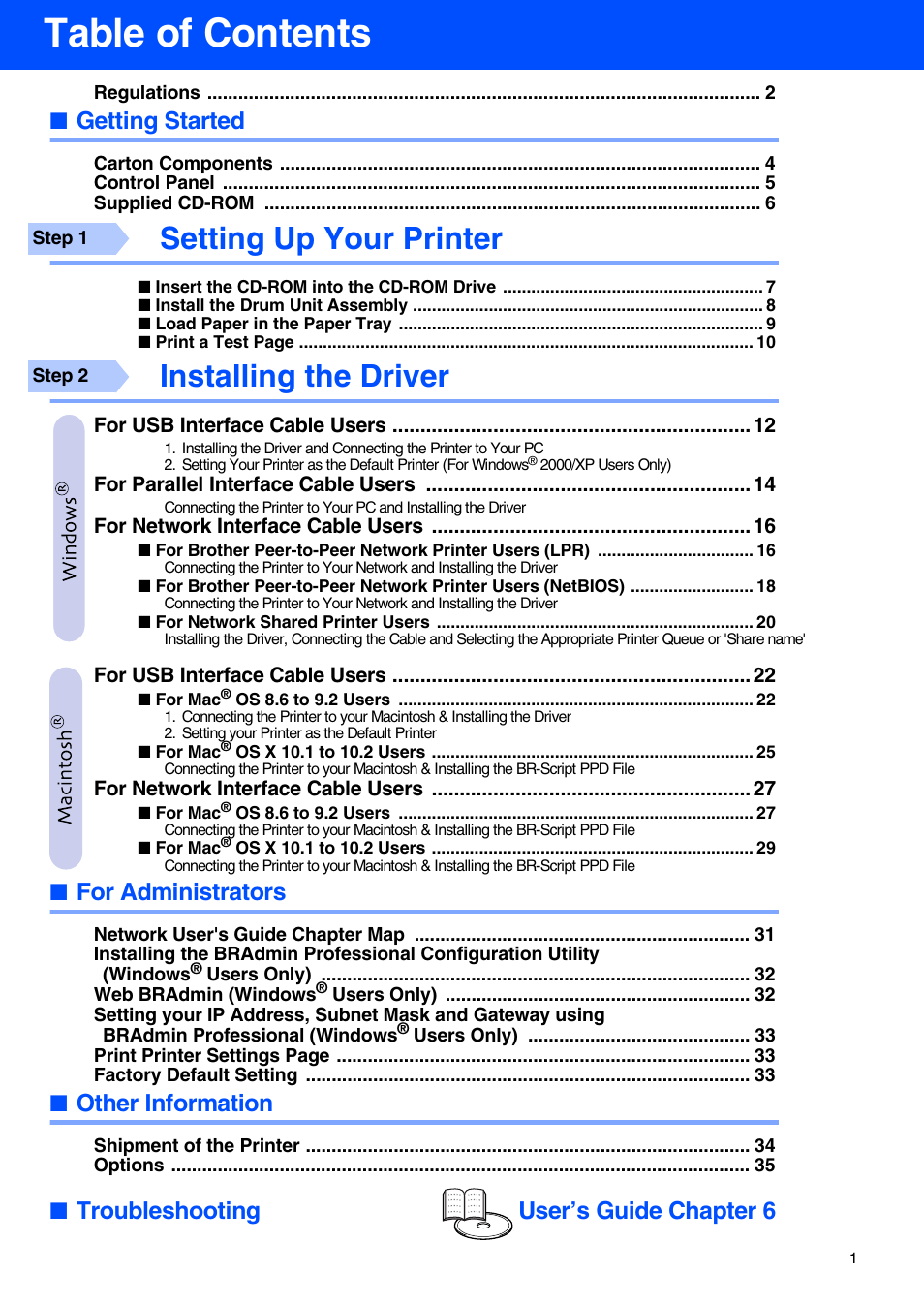 Brother HL-5070N User Manual | Page 3 / 38