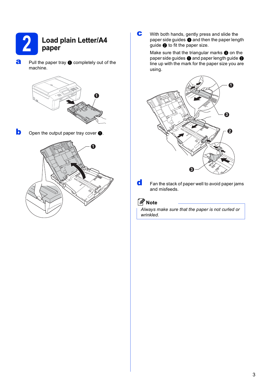 2 load plain letter/a4 paper | Brother MFC-J835DW User Manual | Page 3 / 44