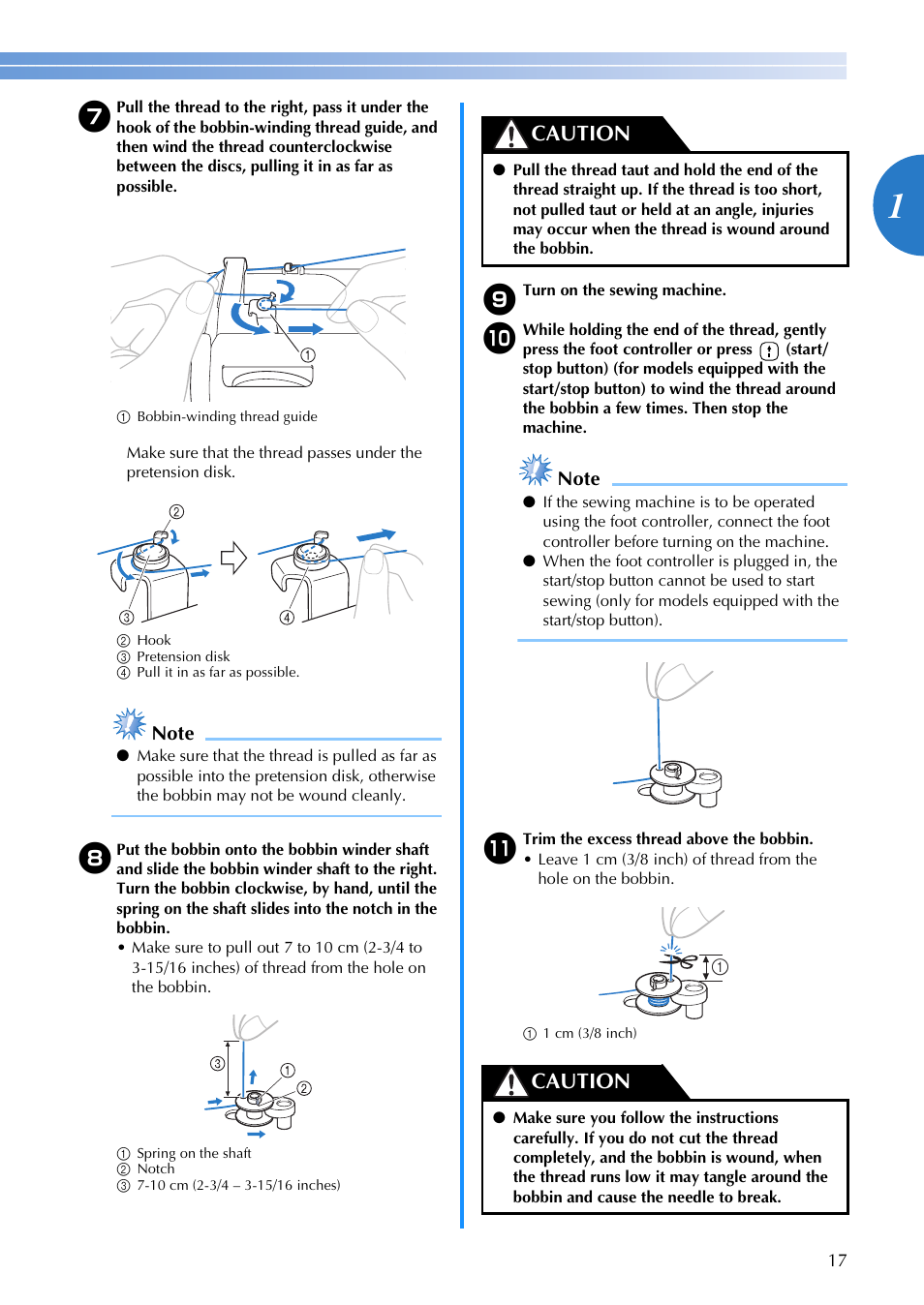 Caution | Brother CE1100PRW User Manual | Page 19 / 104