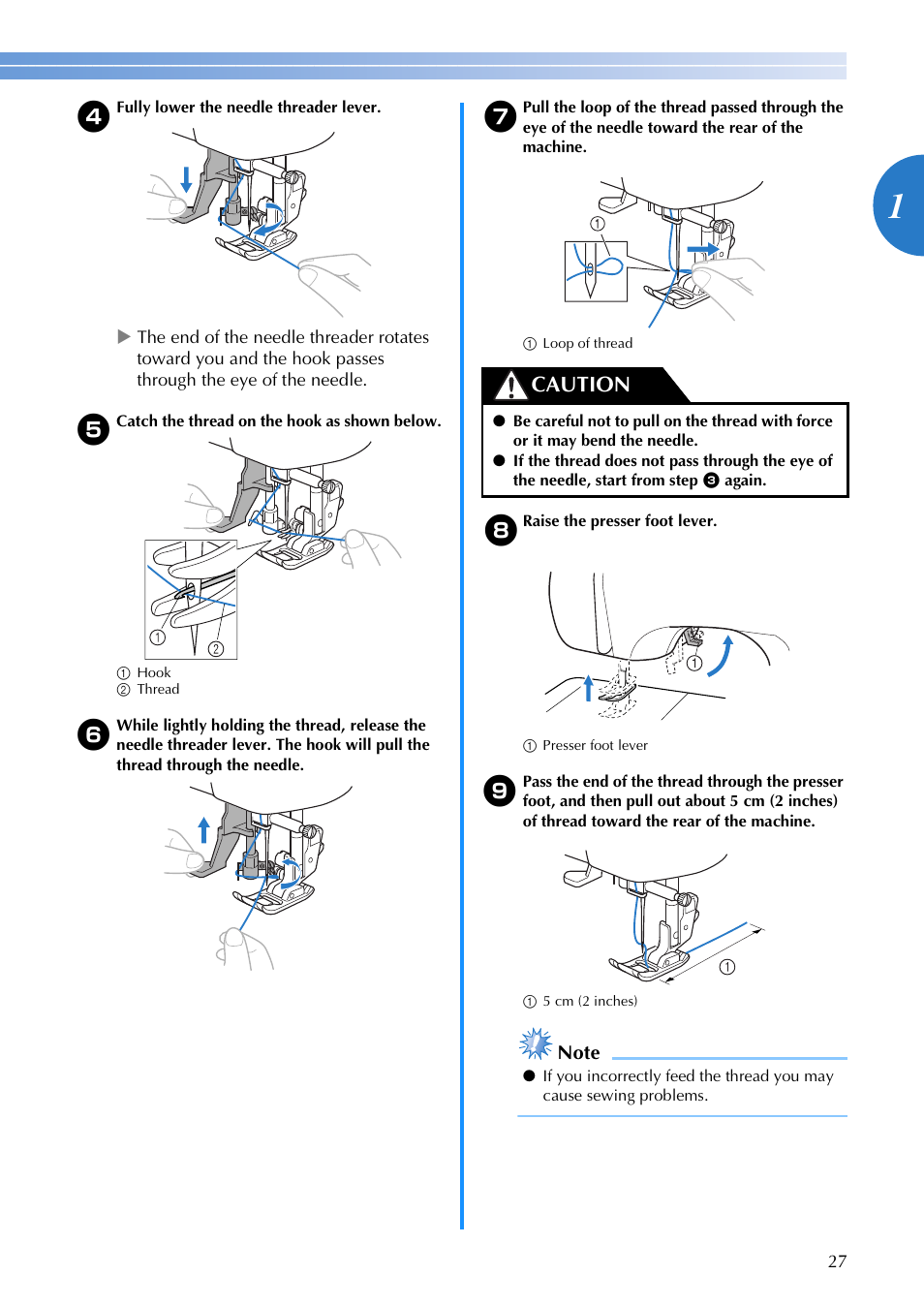 Caution | Brother CE1100PRW User Manual | Page 29 / 104