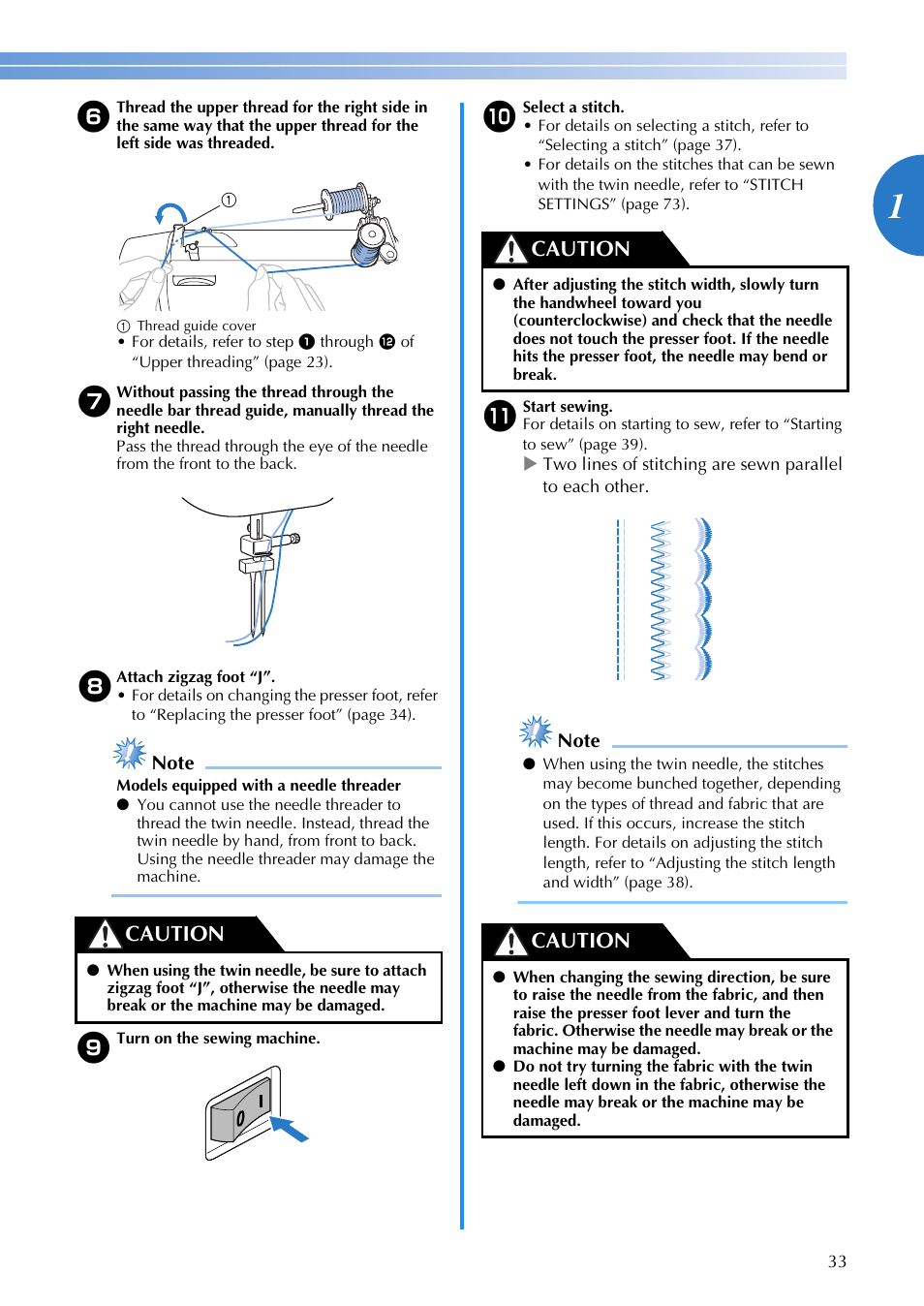 Caution | Brother CE1100PRW User Manual | Page 35 / 104