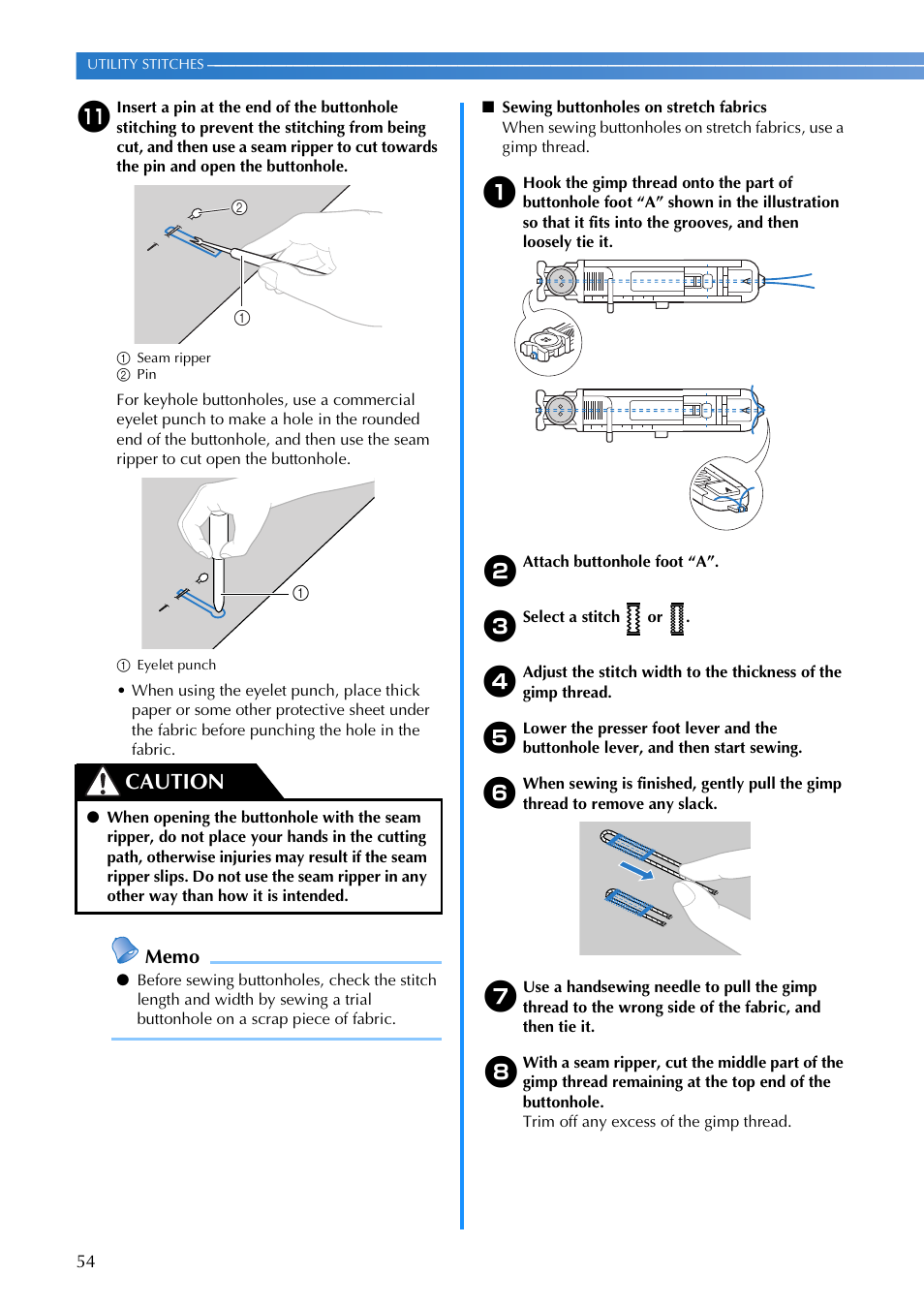 Caution | Brother CE1100PRW User Manual | Page 56 / 104