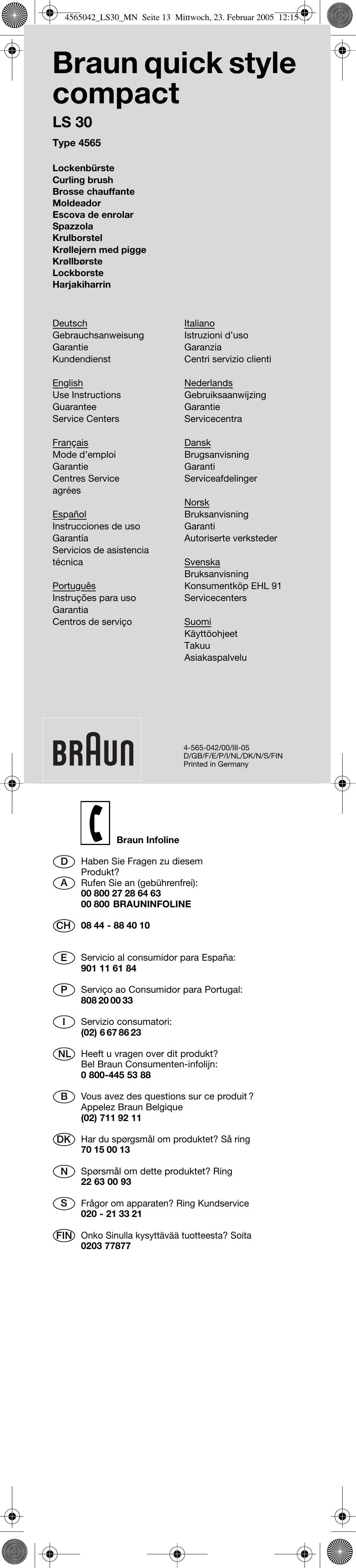 Braun LS30 quick style compact User Manual | 12 pages