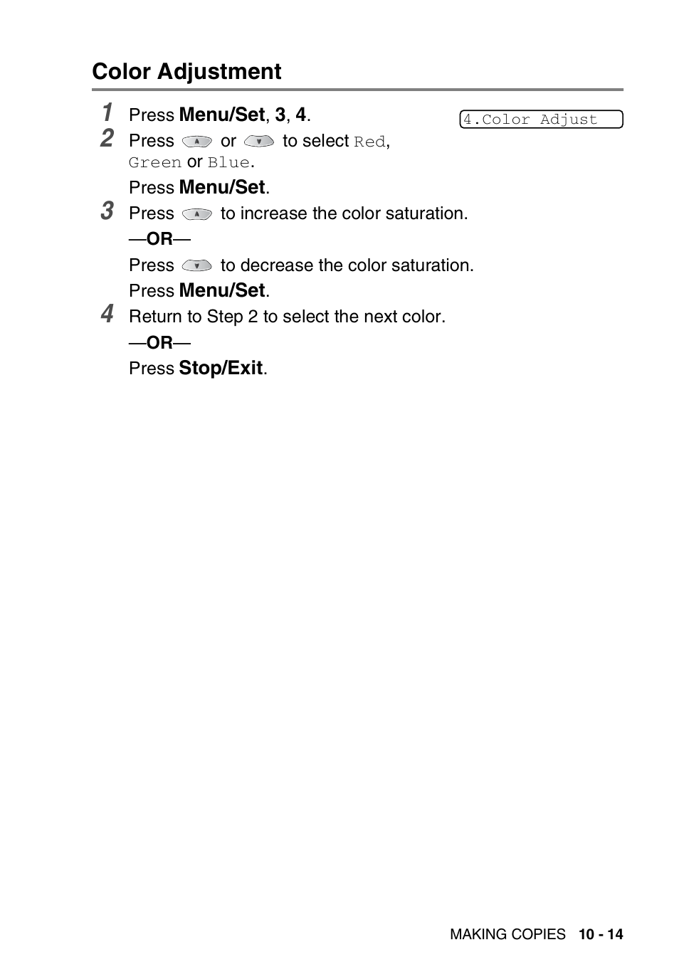 Color adjustment, Color adjustment -14 | Brother MFC-3820CN User Manual | Page 126 / 191