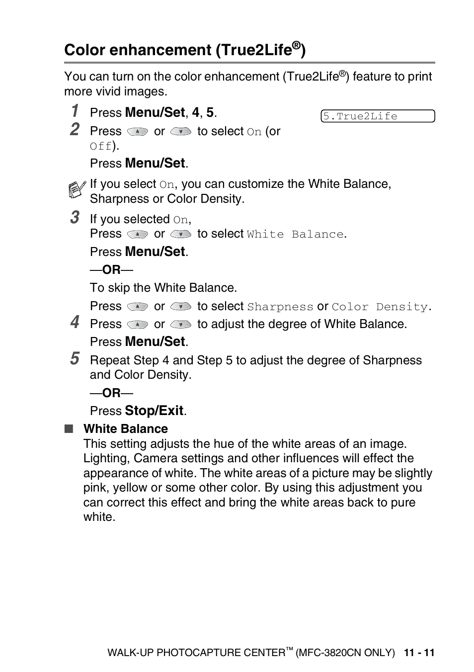 Color enhancement (true2life®), Color enhancement (true2life | Brother MFC-3820CN User Manual | Page 138 / 191