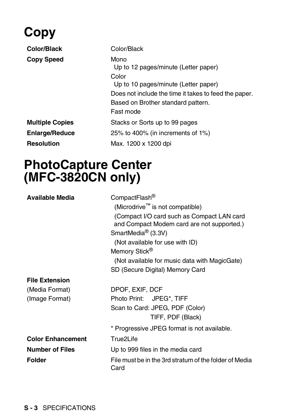 Copy, Photocapture center (mfc-3820cn only), Copy photocapture center (mfc-3820cn only) | Brother MFC-3820CN User Manual | Page 177 / 191