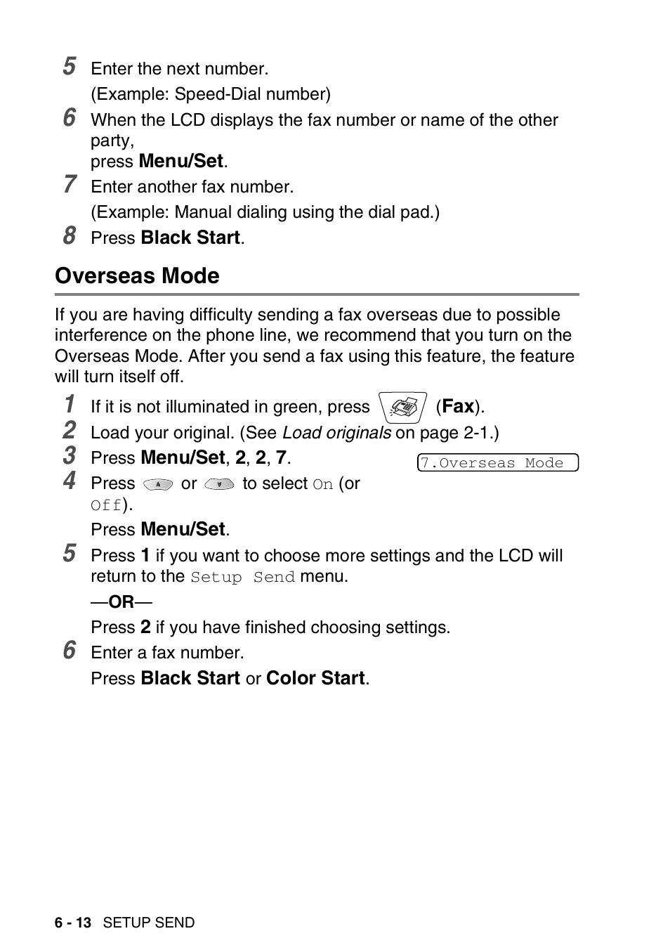 Overseas mode, Overseas mode -13 | Brother MFC-3820CN User Manual | Page 93 / 191