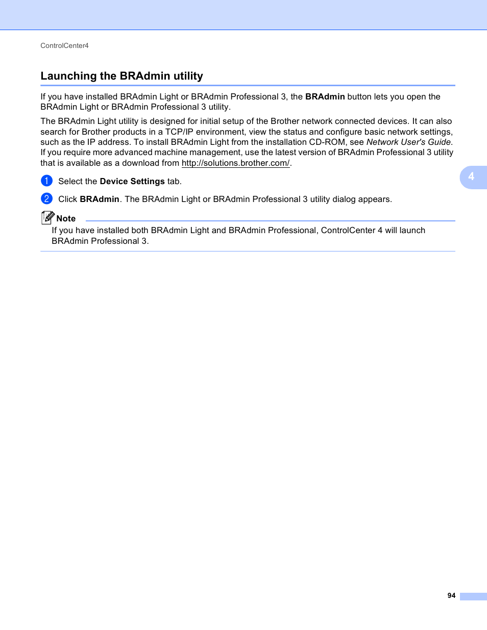 Launching the bradmin utility, 4launching the bradmin utility | Brother MFC 9970CDW User Manual | Page 101 / 259