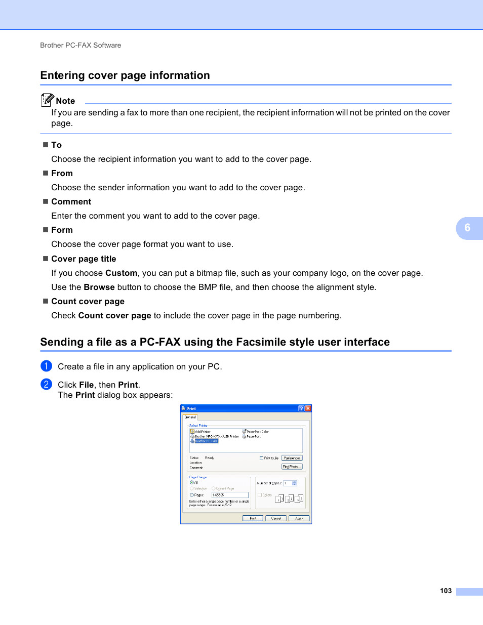 6entering cover page information | Brother MFC 9970CDW User Manual | Page 110 / 259