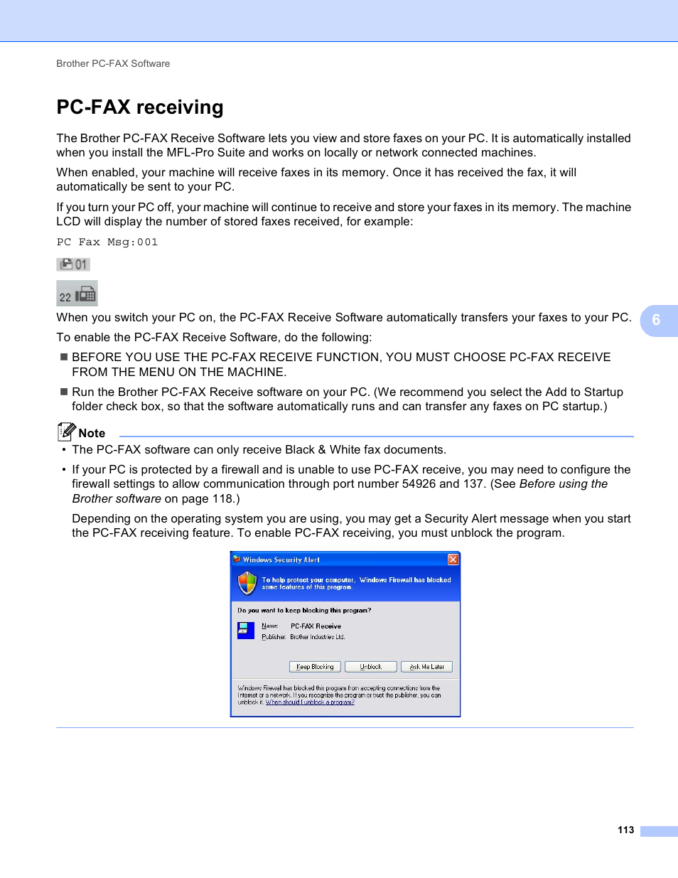 Pc-fax receiving | Brother MFC 9970CDW User Manual | Page 120 / 259