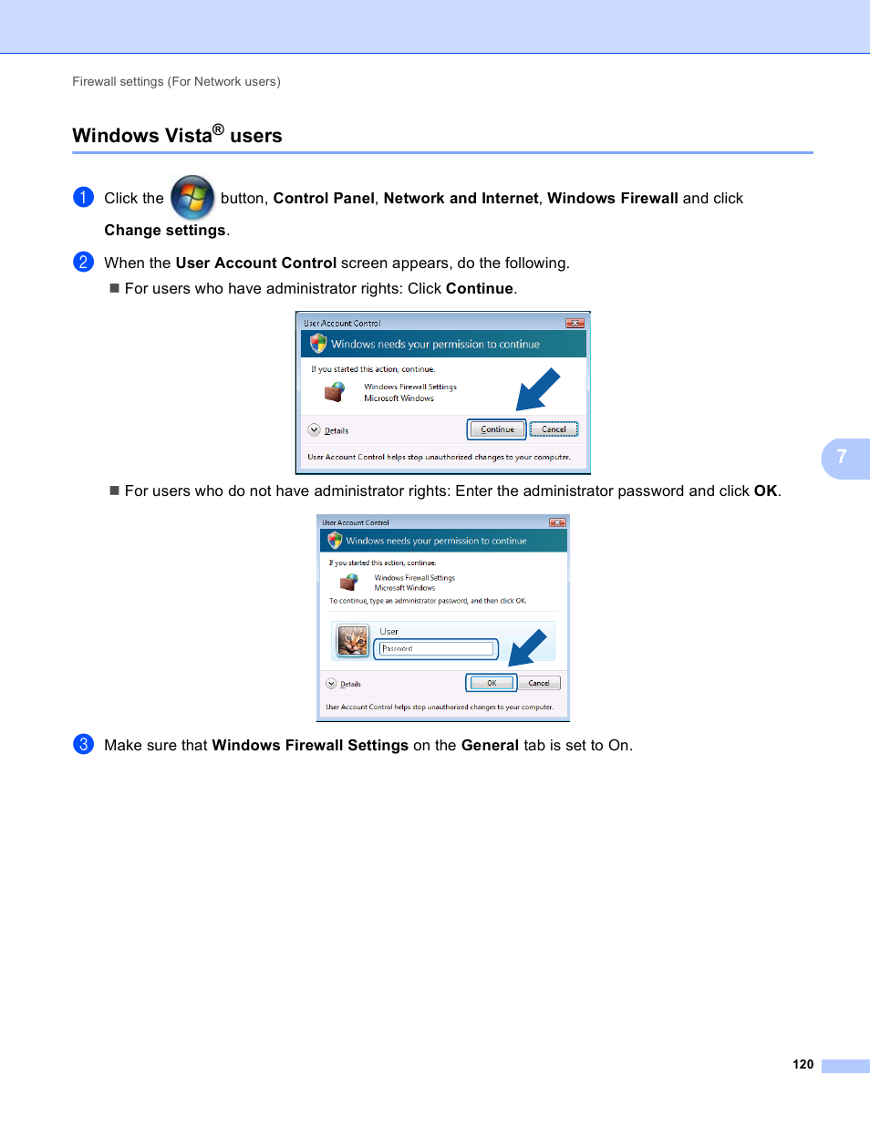 Windows vista® users, Windows vista, Users | 7windows vista | Brother MFC 9970CDW User Manual | Page 127 / 259