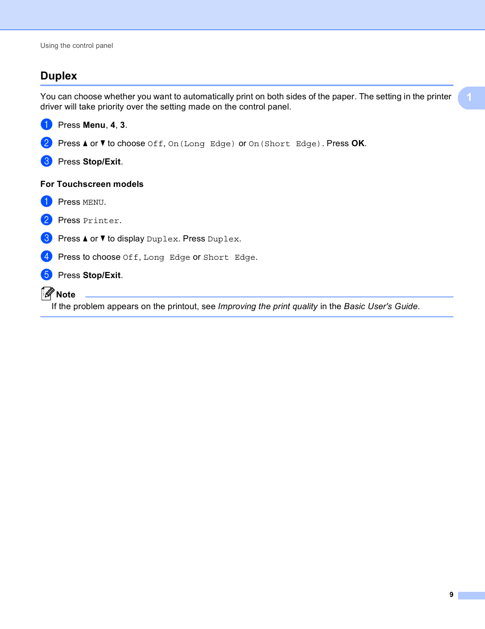 Duplex, 1duplex | Brother MFC 9970CDW User Manual | Page 16 / 259