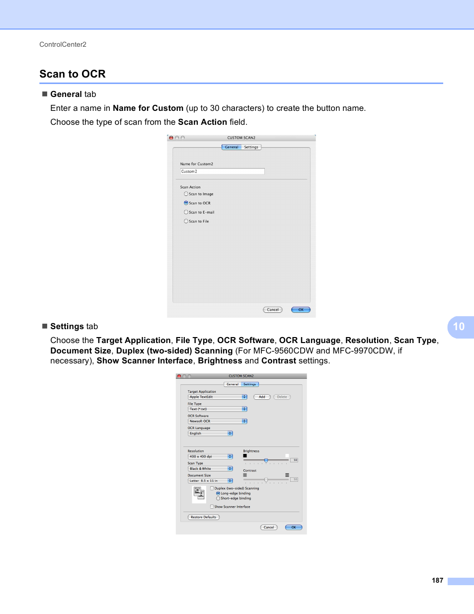 Scan to ocr, 10 scan to ocr | Brother MFC 9970CDW User Manual | Page 194 / 259