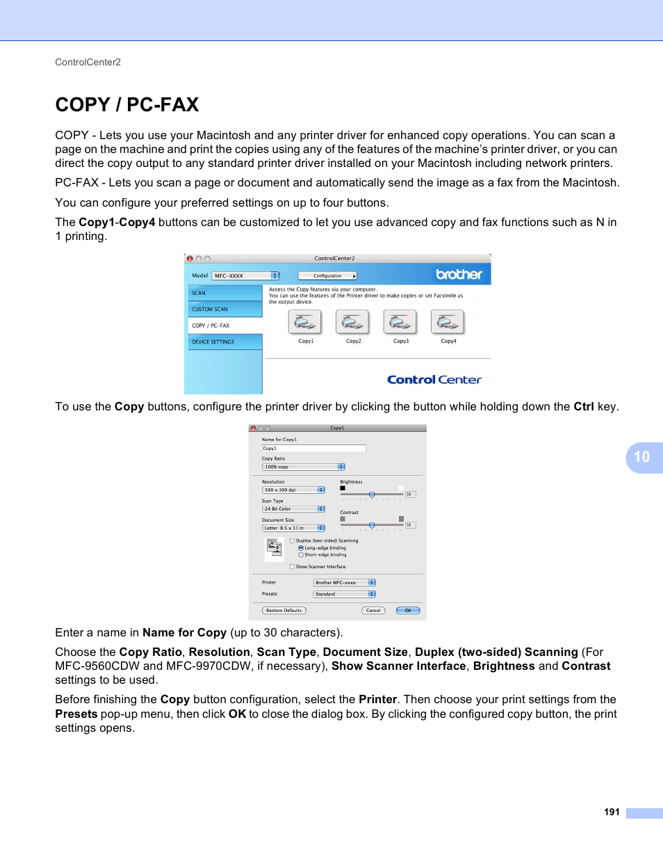 Copy / pc-fax | Brother MFC 9970CDW User Manual | Page 198 / 259