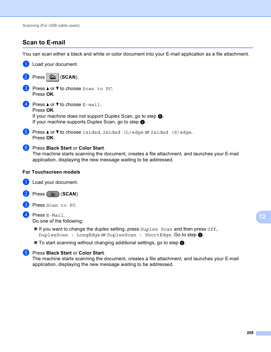 Scan to e-mail | Brother MFC 9970CDW User Manual | Page 215 / 259