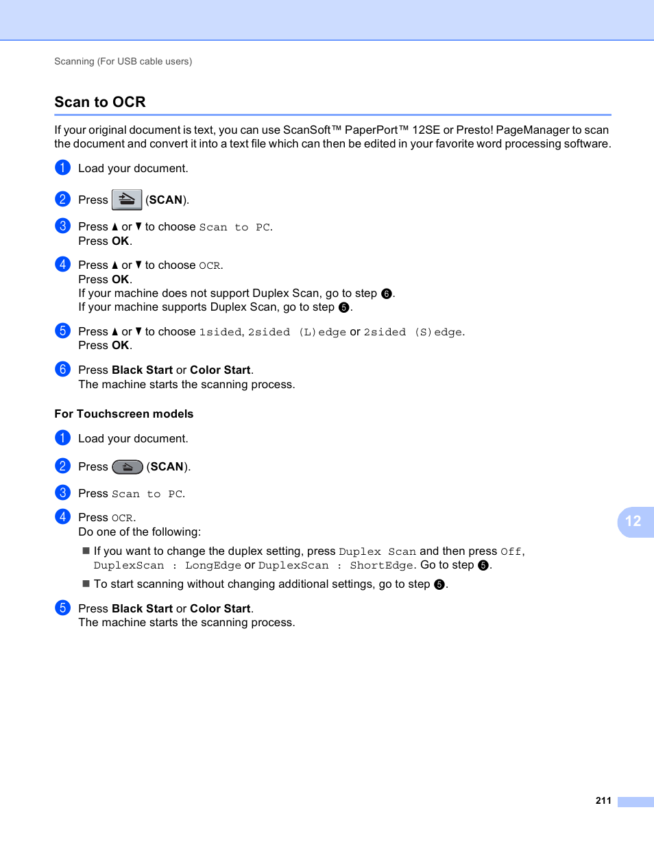 Scan to ocr | Brother MFC 9970CDW User Manual | Page 218 / 259