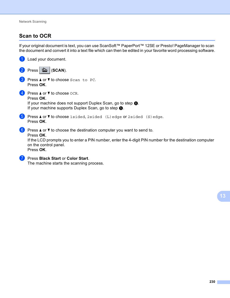 Scan to ocr | Brother MFC 9970CDW User Manual | Page 237 / 259