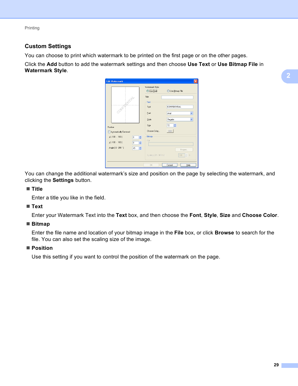 Custom settings | Brother MFC 9970CDW User Manual | Page 36 / 259