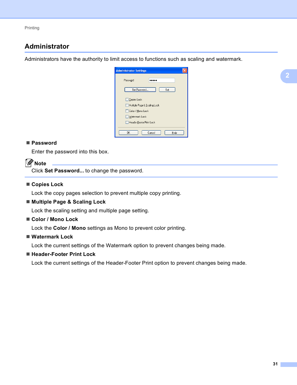 Administrator, 2administrator | Brother MFC 9970CDW User Manual | Page 38 / 259