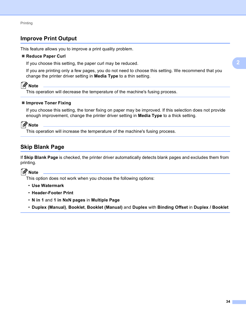 Improve print output, 2improve print output, Skip blank page | Brother MFC 9970CDW User Manual | Page 41 / 259