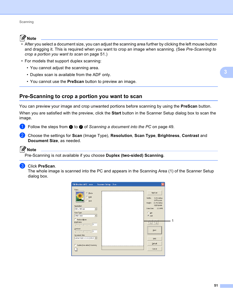 Pre-scanning to crop a portion you want to scan | Brother MFC 9970CDW User Manual | Page 58 / 259