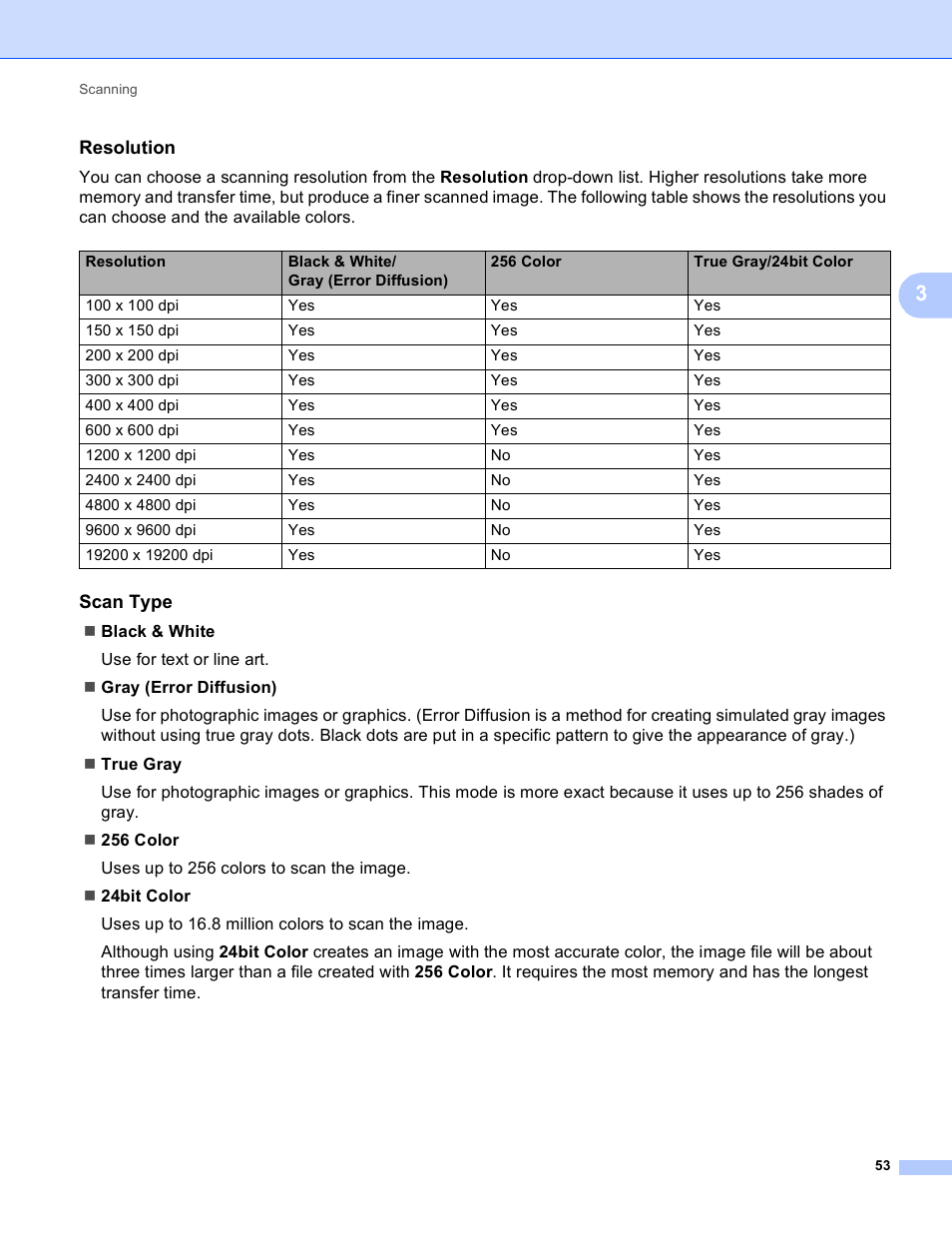 Resolution, Scan type | Brother MFC 9970CDW User Manual | Page 60 / 259