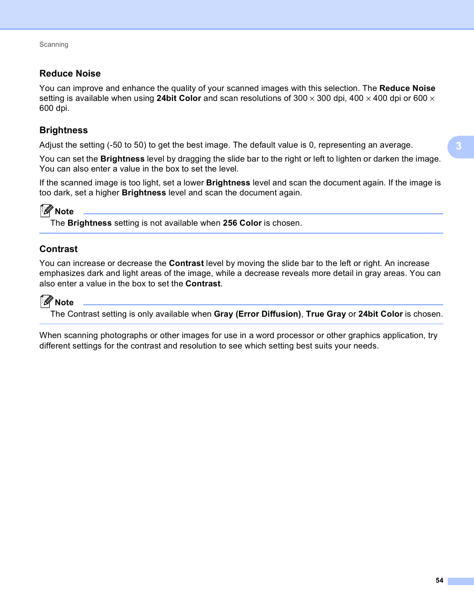 Reduce noise, Brightness, Contrast | Brother MFC 9970CDW User Manual | Page 61 / 259