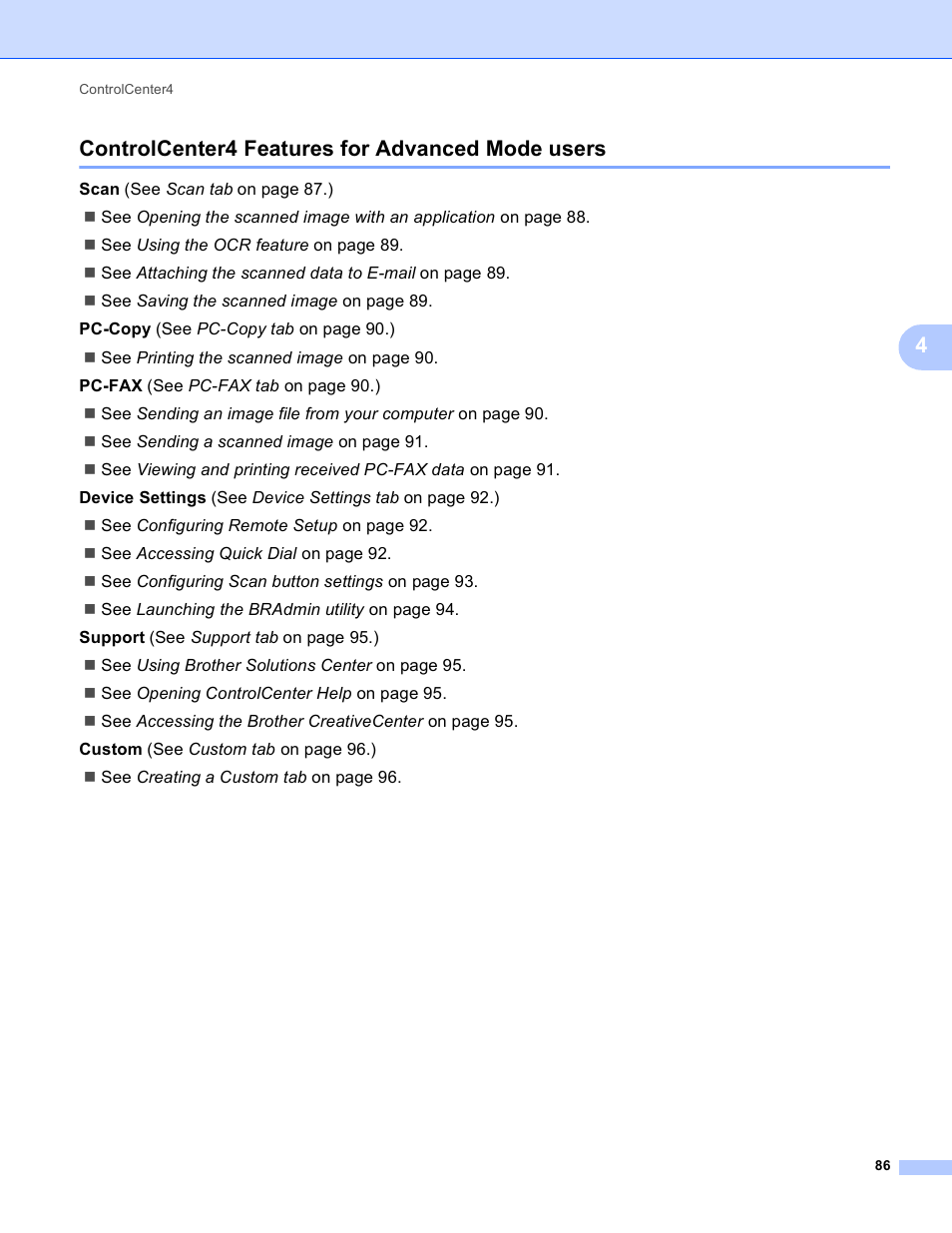 Controlcenter4 features for advanced mode users, 4controlcenter4 features for advanced mode users | Brother MFC 9970CDW User Manual | Page 93 / 259