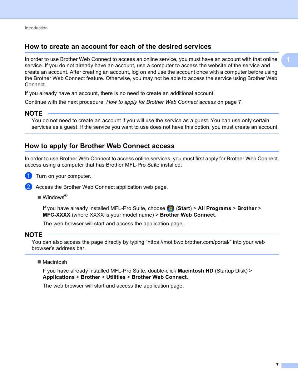 How to apply for brother web connect access | Brother MFC-9330CDW User Manual | Page 10 / 25