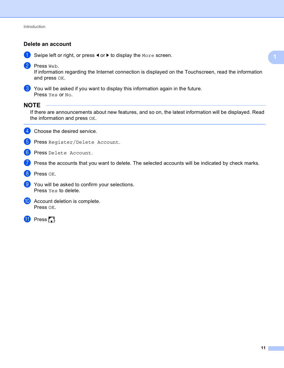 Delete an account | Brother MFC-9330CDW User Manual | Page 14 / 25