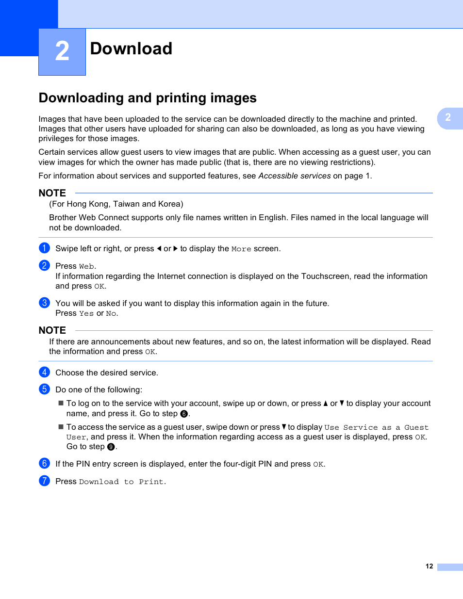 2 download, Downloading and printing images, Download | Brother MFC-9330CDW User Manual | Page 15 / 25